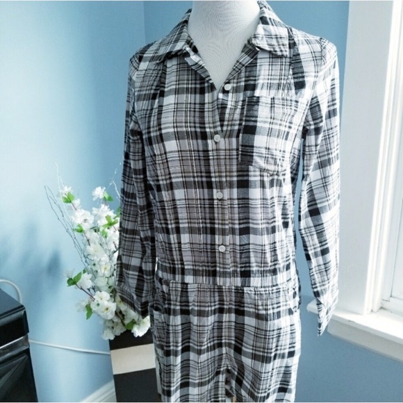 4/$50 Black and White Plaid Long Sleeve Romper - Picture 2 of 6